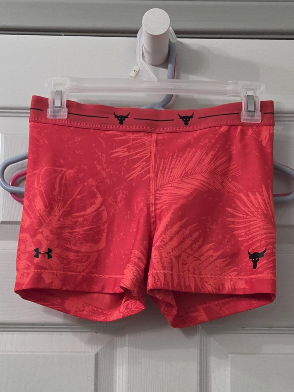 NWT Under Armour x The Rock Coral Spandex Shorts